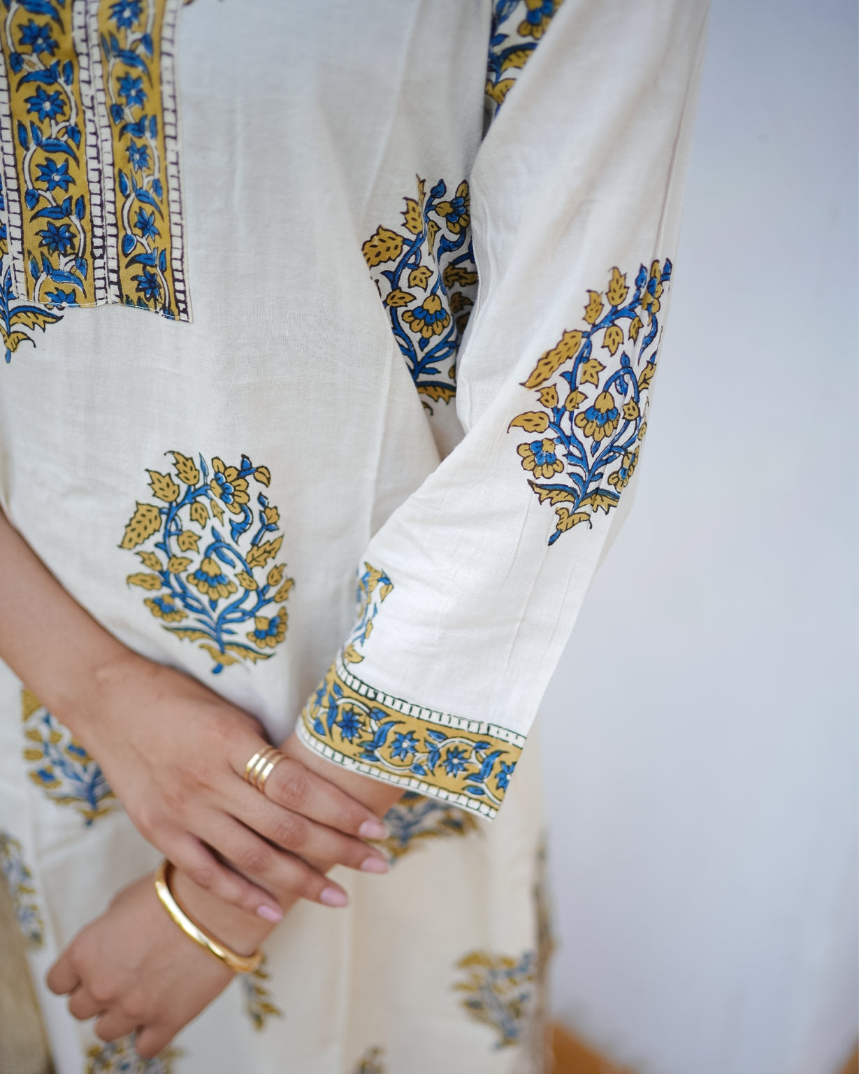 काव्या | Pure Cotton Hand Block Print Suit Set with Kota Doriya Dupatta