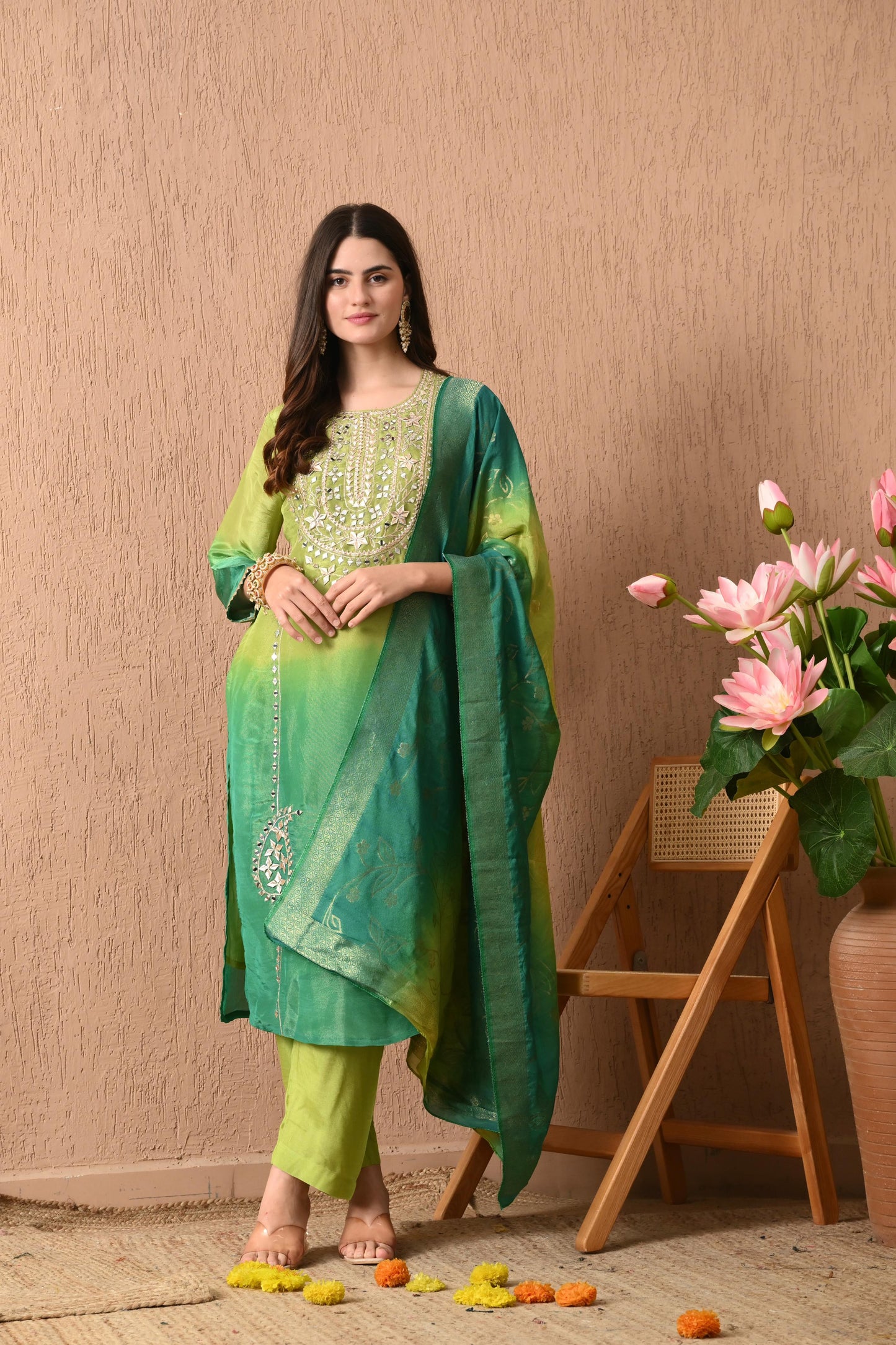 Green Glamour Kurta Set
