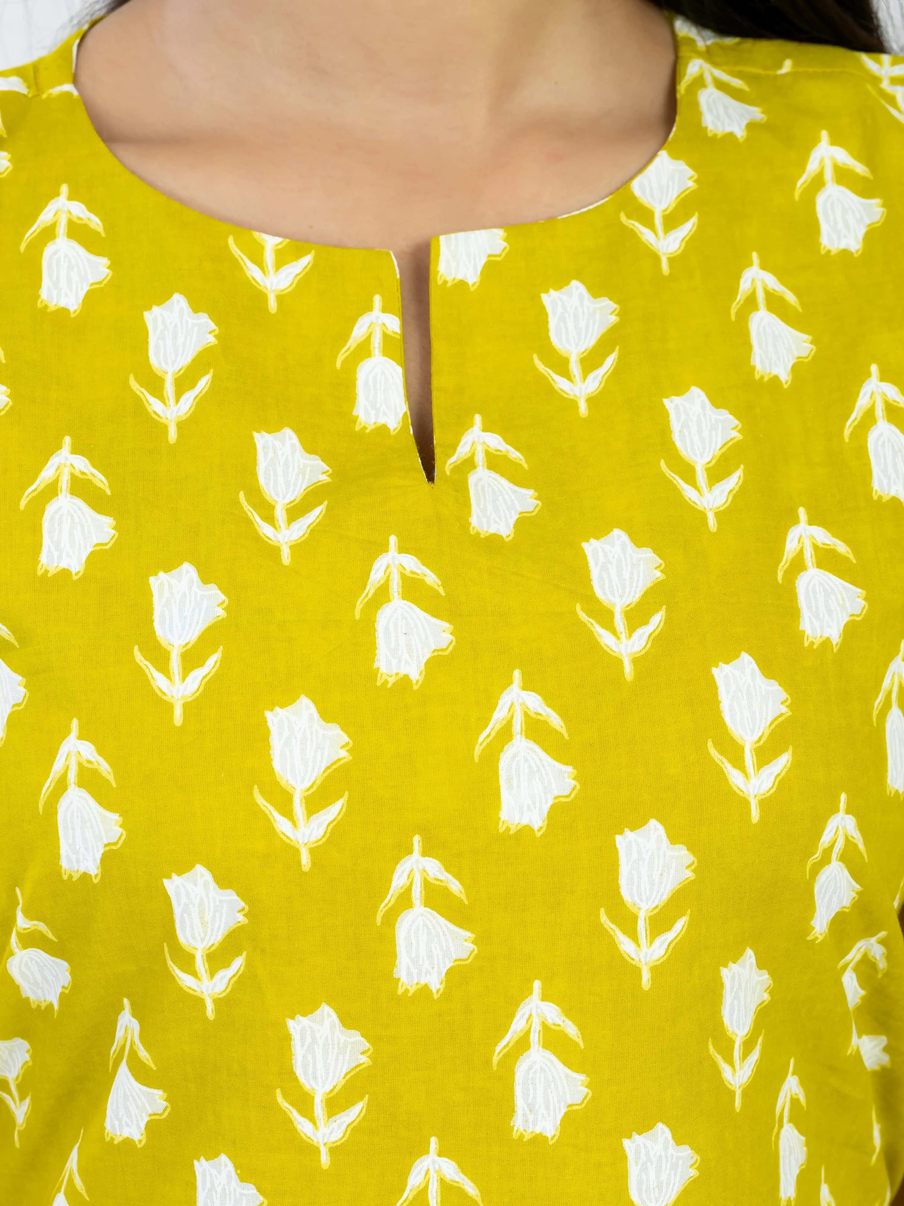 पीताम्बरी | Sunshine Yellow Cotton Printed Dress