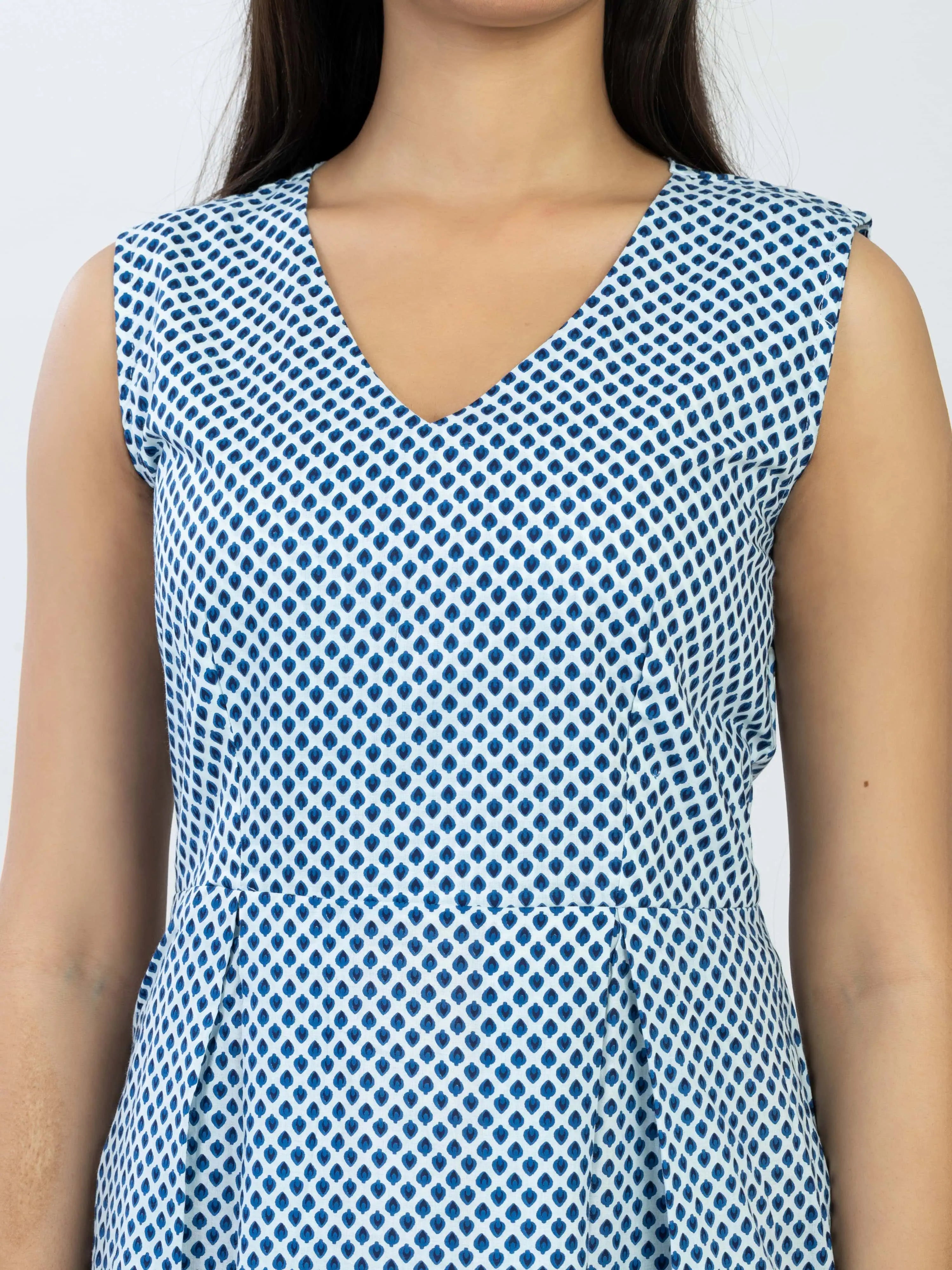 नीलाक्षि  | Blue Polka Dot Midi Dress