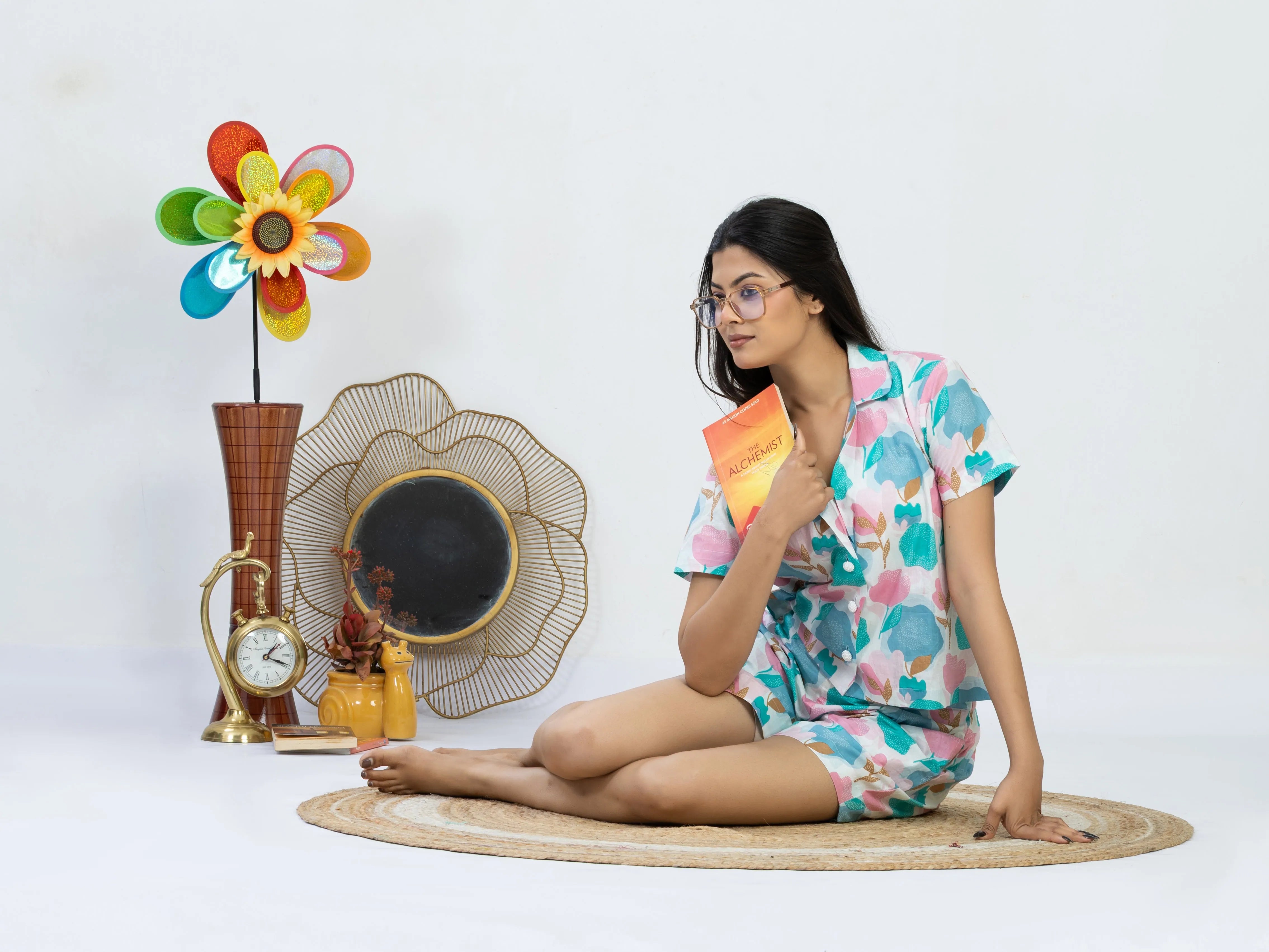 फुलरंग | Abstract Leaf Print Cotton Top & Shorts Co-ord Set
