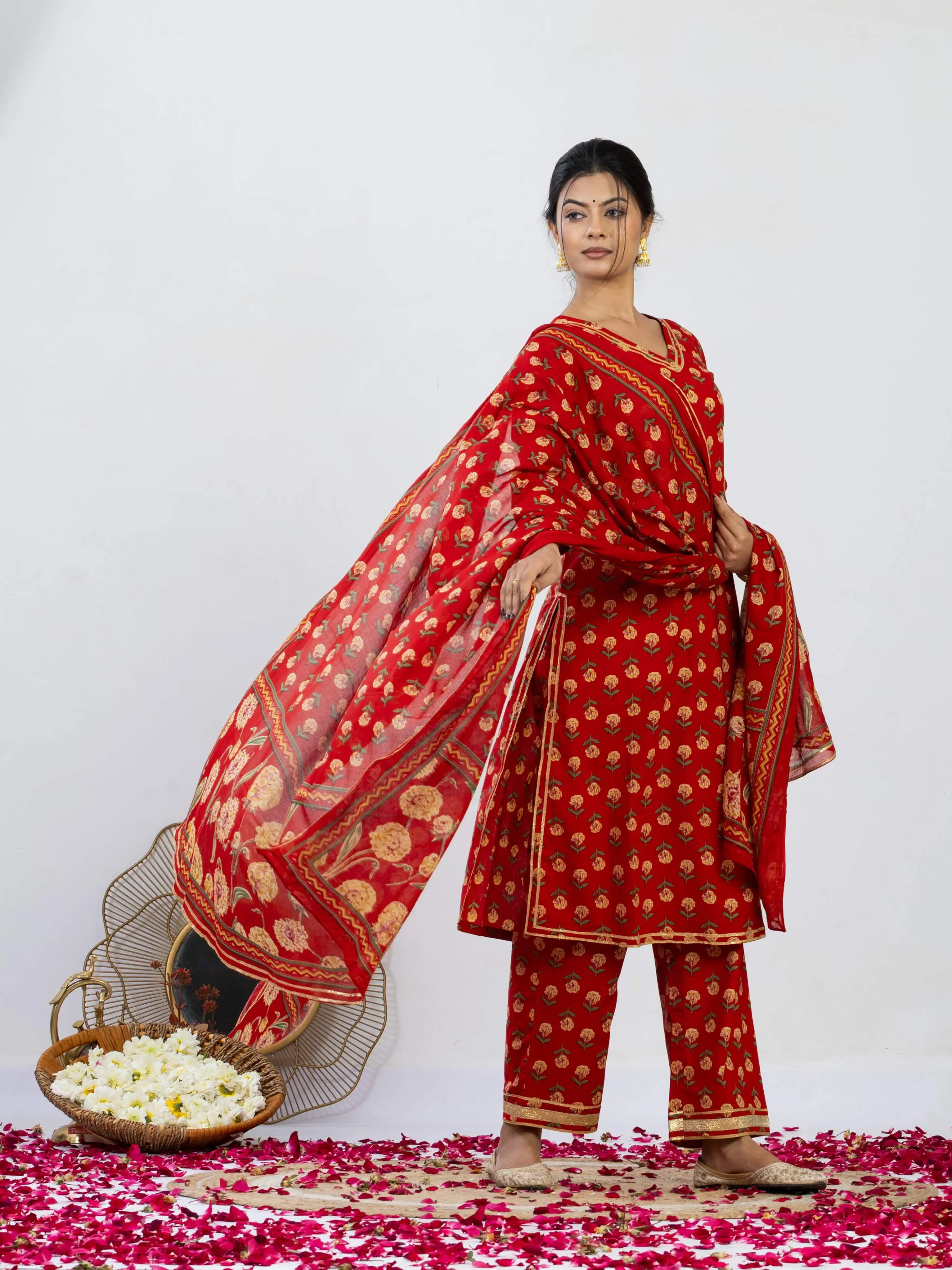 रुपांजलि | Handmade Pure Cotton Kurta Set with Cotton Dupatta