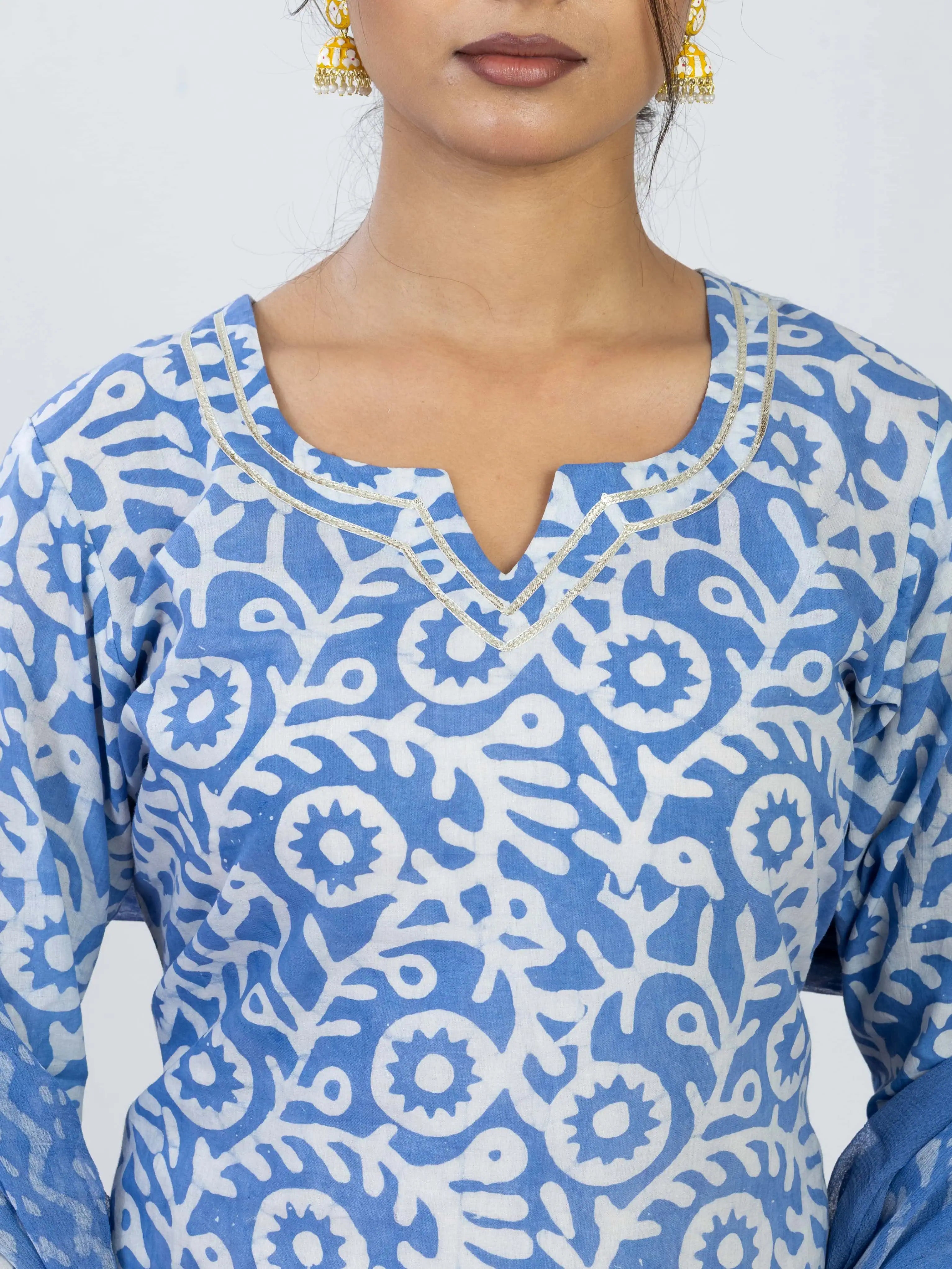 रगंजली | Handmade Pure Cotton Kurta Set with Chiffon Dupatta