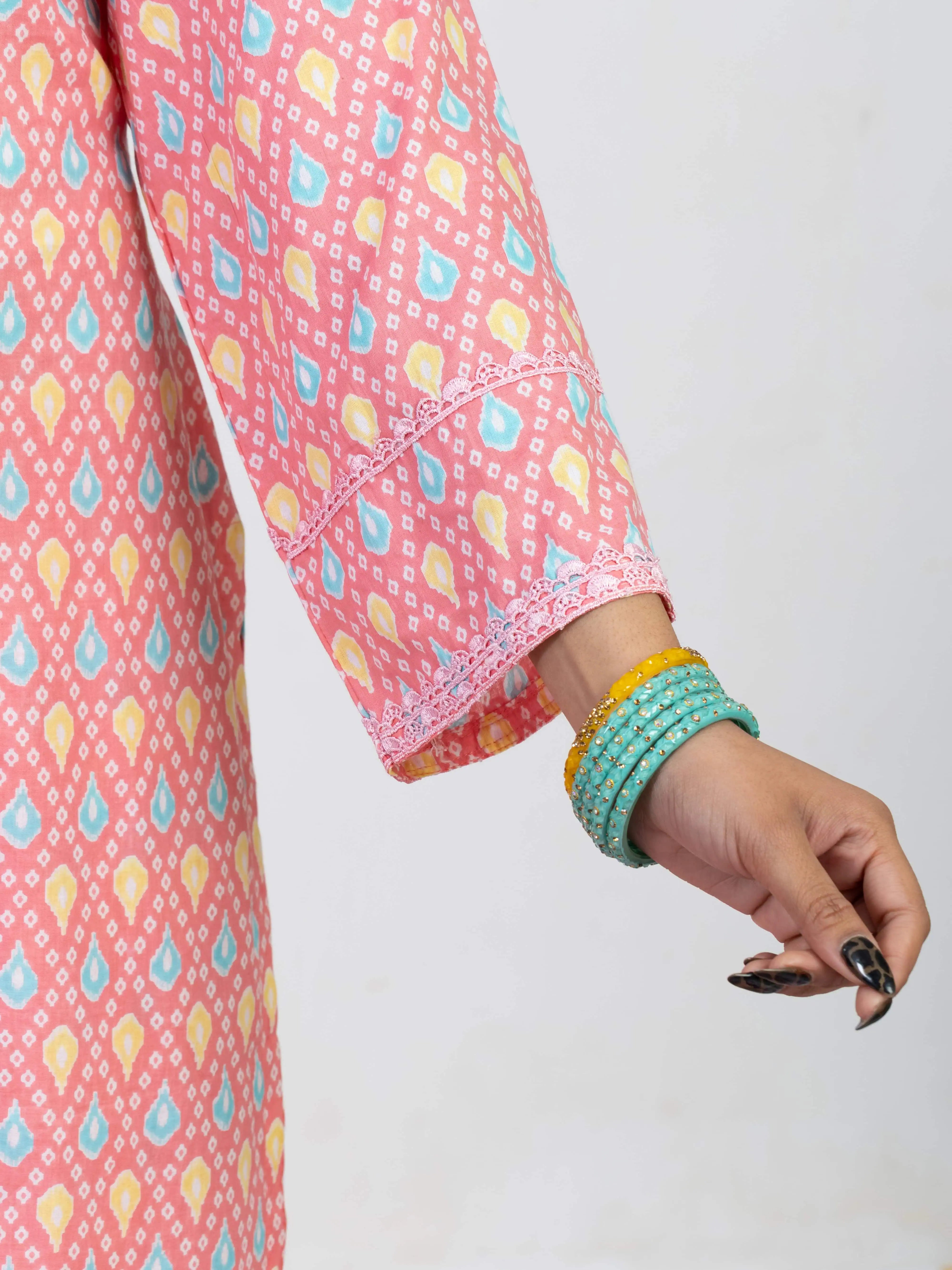 सुगंधिका | Handmade Semi-Pakistani Cut Work Pant Suit with Chiffon Dupatta