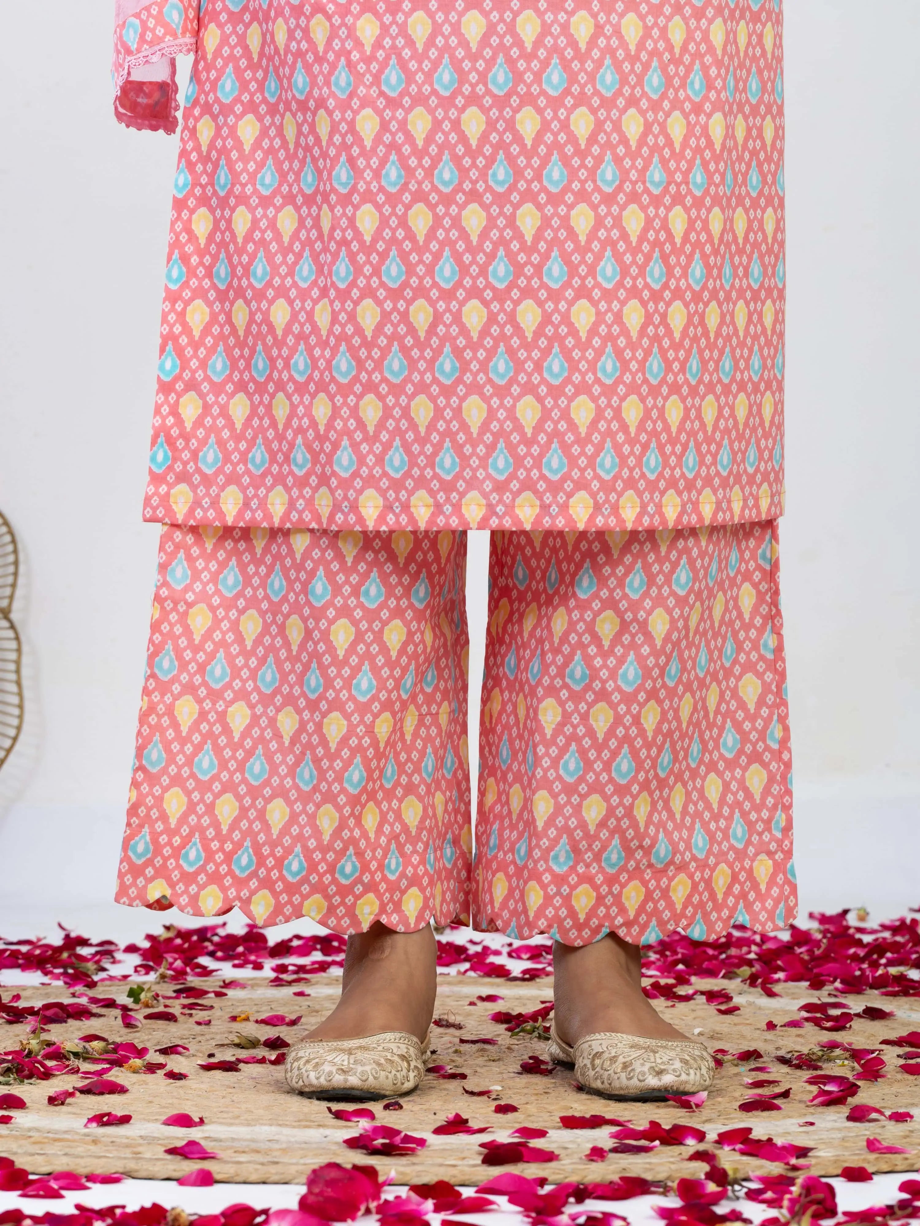 सुगंधिका | Handmade Semi-Pakistani Cut Work Pant Suit with Chiffon Dupatta