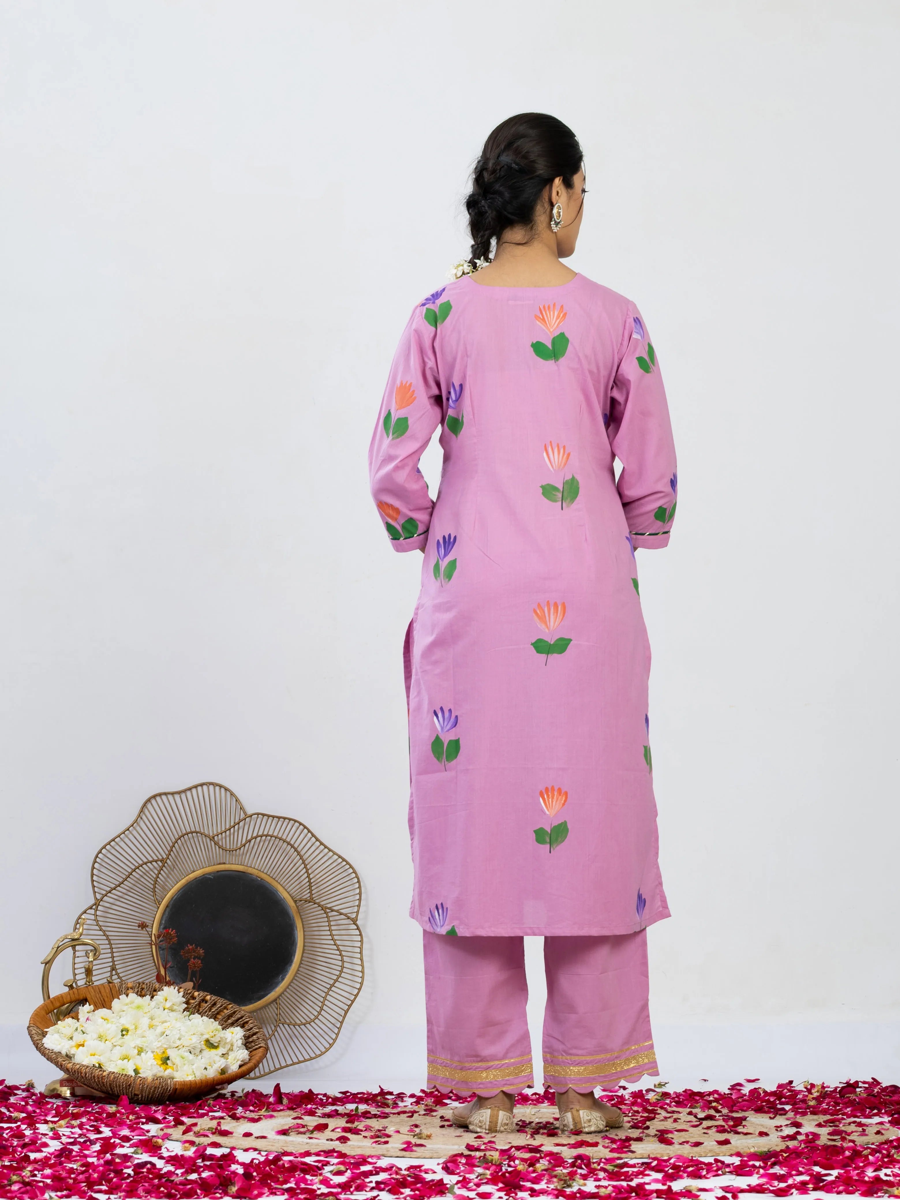 रंगत रानी | Handmade Pure Cotton Kurta Set with Kota Doria Dupatta