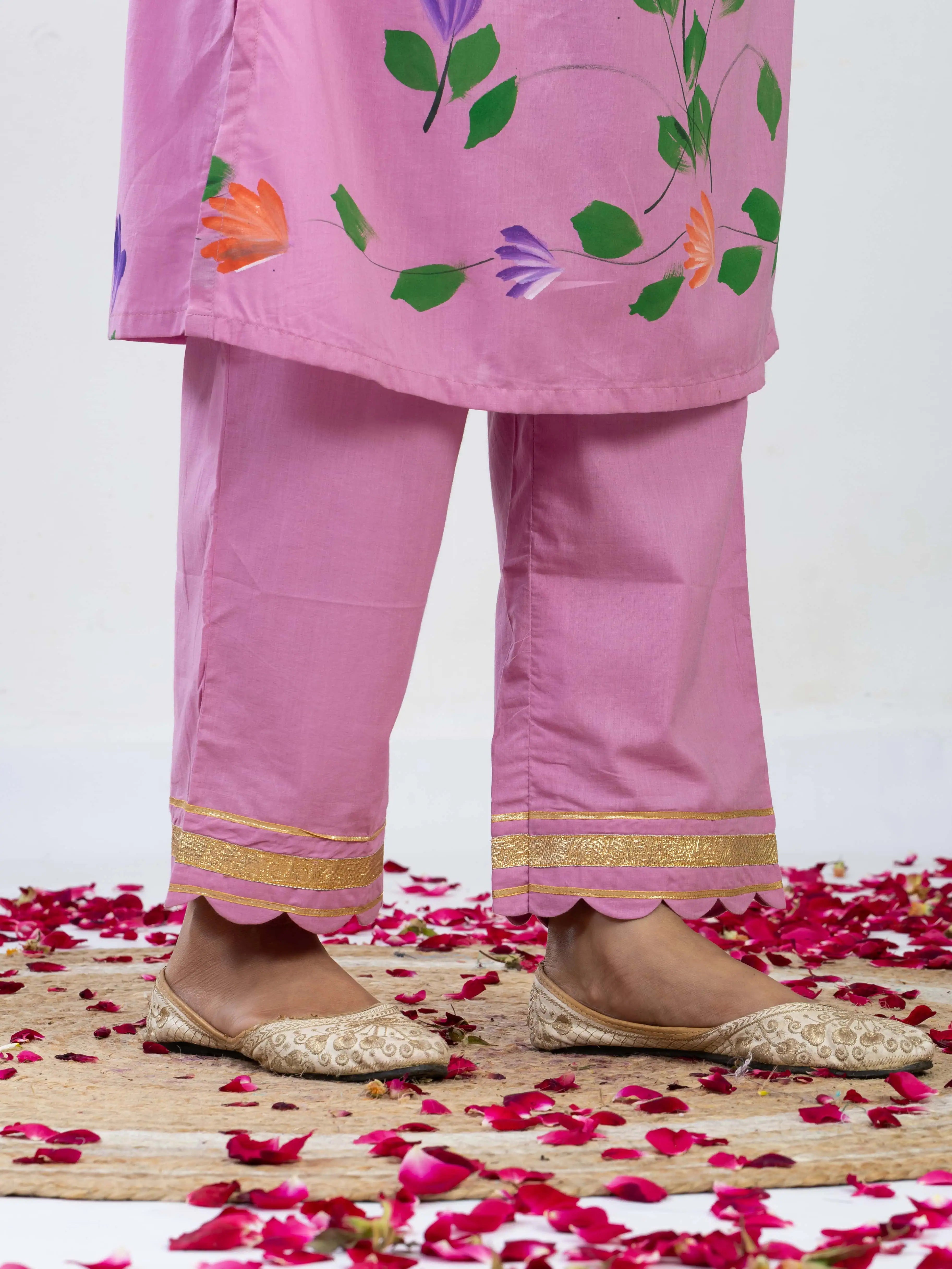 रंगत रानी | Handmade Pure Cotton Kurta Set with Kota Doria Dupatta