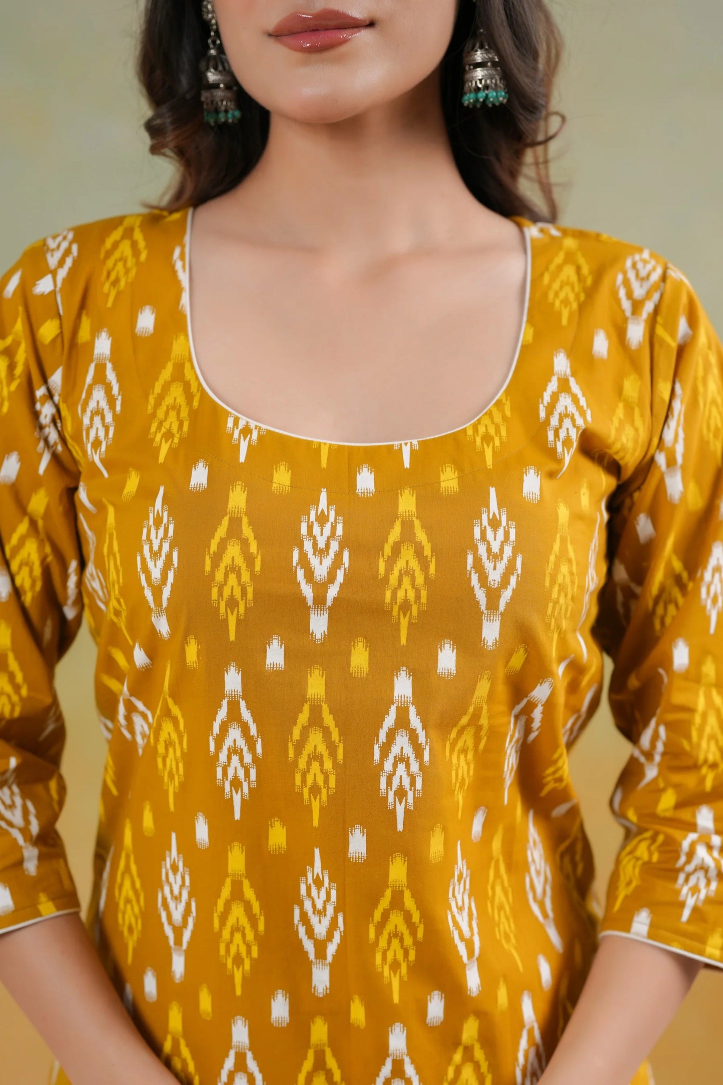 Cotton Kurti - Yellow Printed