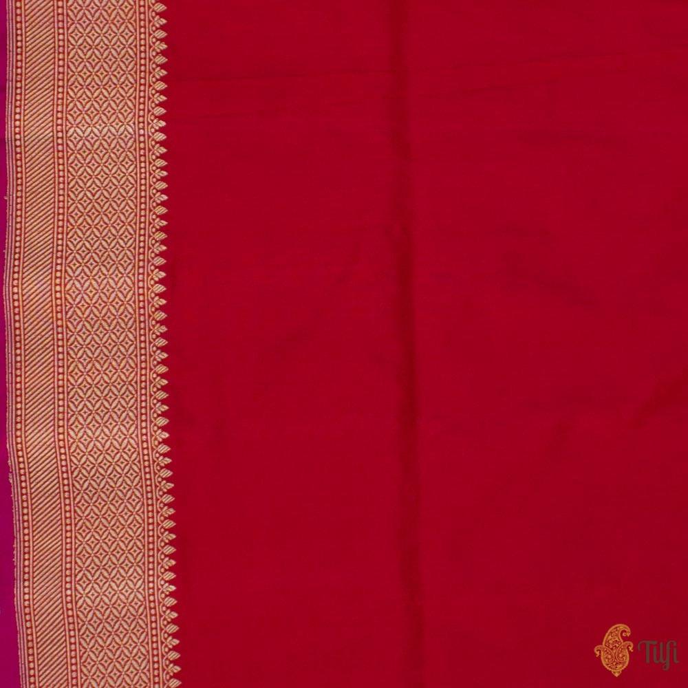 Banarasi Silk Saree - Red with Golden Zari