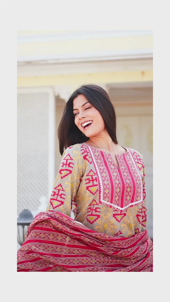 मरुश्री | Handmade Pure Cotton Kurta Set with Cotton Dupatta
