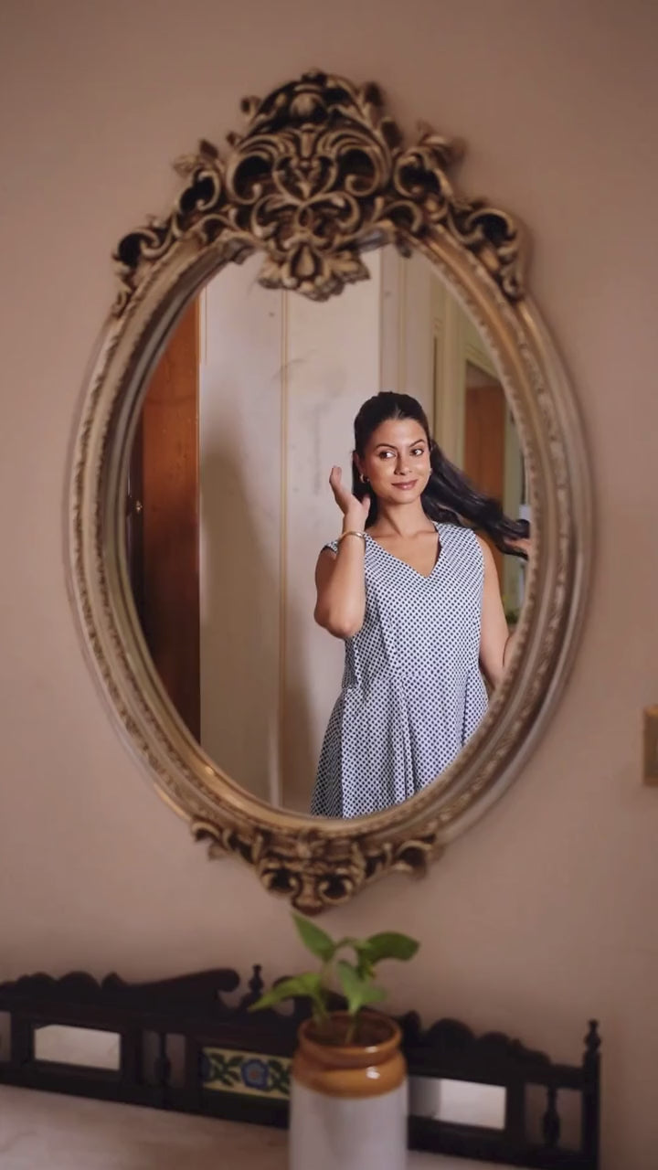 नीलाक्षि  | Blue Polka Dot Midi Dress